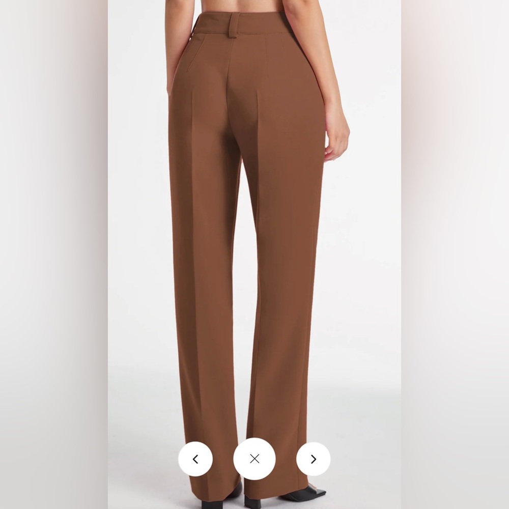 High Waisted Pleat Front Solid Colored Straight L… - image 3